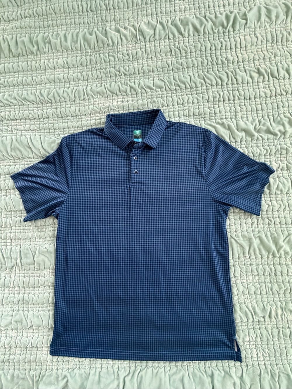 Pro Tour Men's Navy Micro-Check Performance Polo-Large